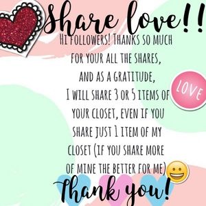 1 of your shares, you'll get 3+ from me 😘😘😘